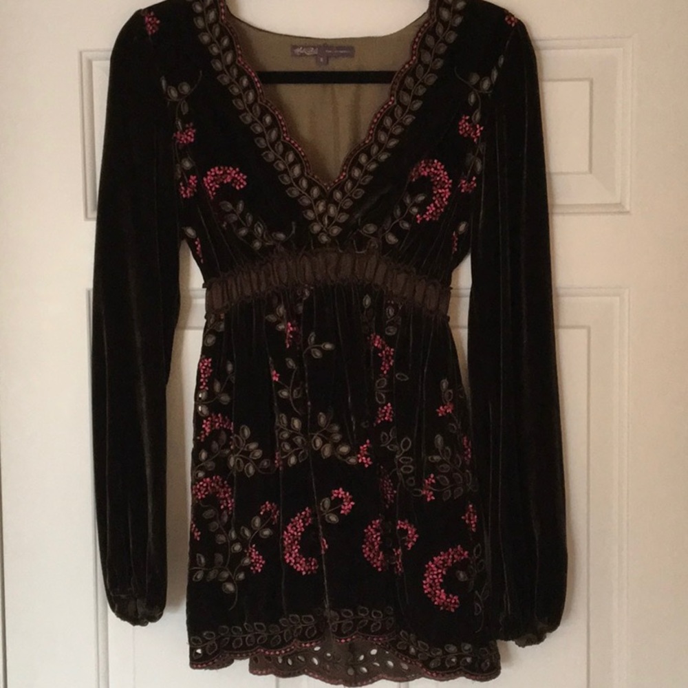 Hale Bob embroidered velvet tunic.